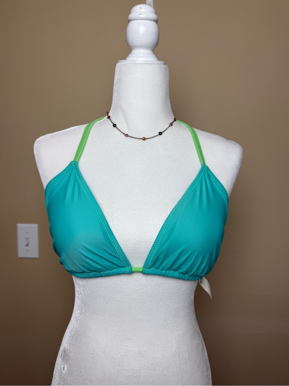 Aerie Teal String Triangle Bikini Top Size XL